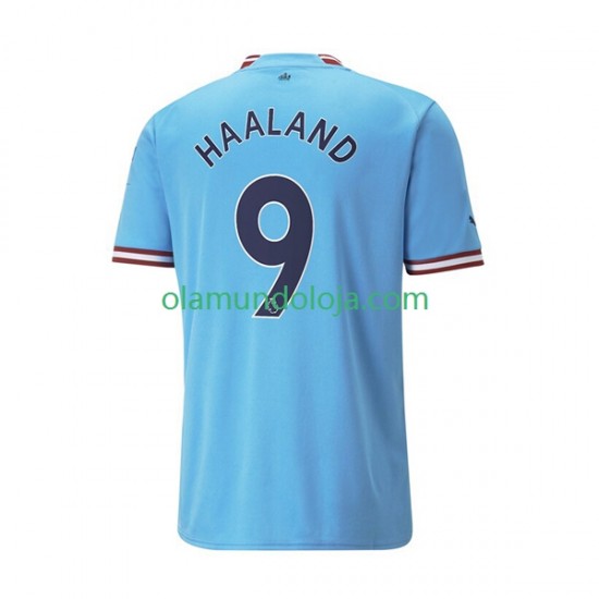 Camisola Manchester City Haaland 9 Homem Equipamento Primeiro 2022-2023 Manga Curta